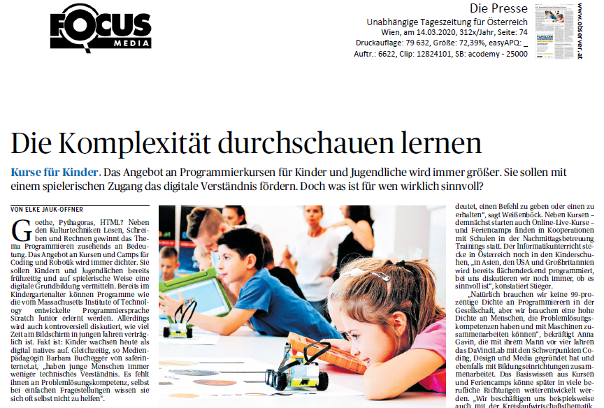 ARtikel über acodemy in der Presse